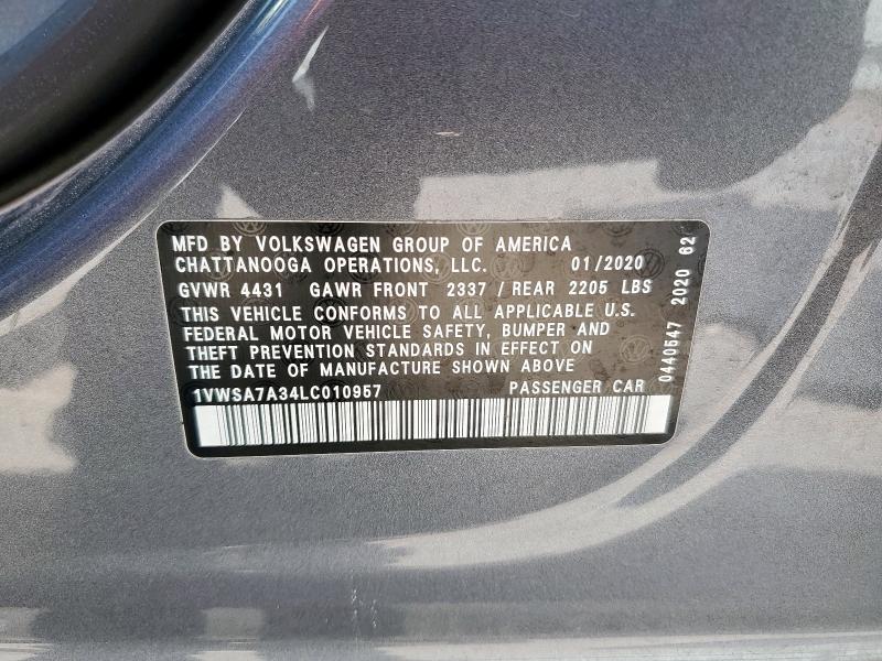 2020 VOLKSWAGEN PASSAT SE 1VWSA7A34LC010957