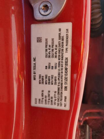 2022 TESLA MODEL 3 5YJ3E1EA5NF189534