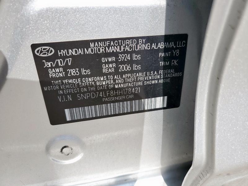 2017 HYUNDAI ELANTRA SE - 5NPD74LF8HH178421