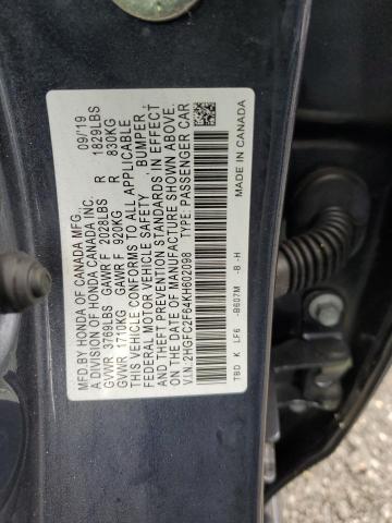 2019 HONDA CIVIC LX 2HGFC2F64KH602098