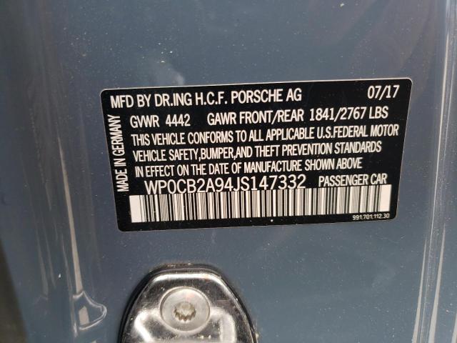 2018 PORSCHE 911 CARRER WP0CB2A94JS147332