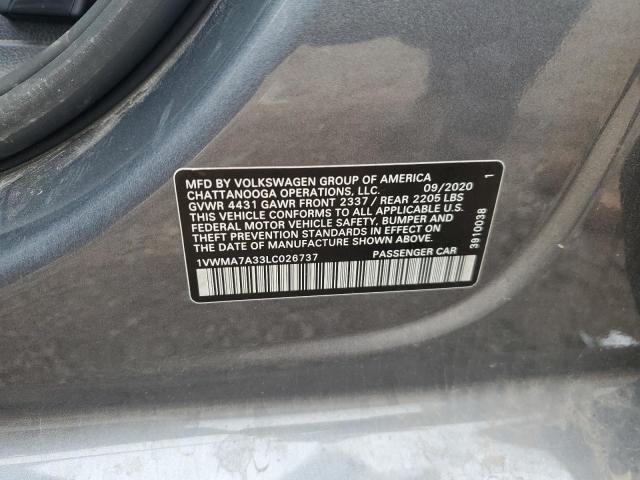 2020 VOLKSWAGEN PASSAT R-L 1VWMA7A33LC026737