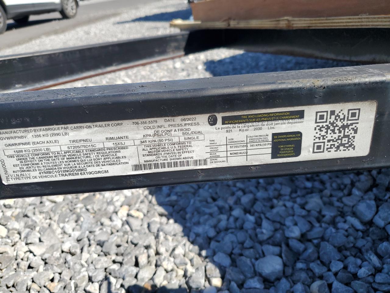 Lot #3304589439 2022 CARRY-ON T/AENAILER