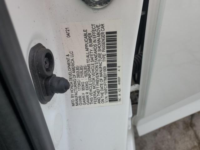 2021 HONDA CIVIC EXL 19XFC1F77ME011909