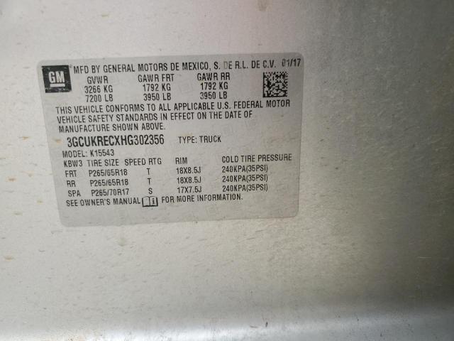 2017 CHEVROLET PICK UP 3GCUKRECXHG302356