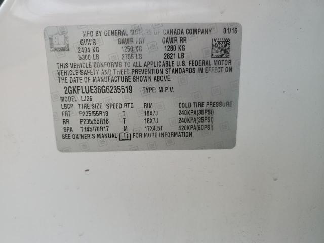 2016 GMC TERRAIN SL 2GKFLUE36G6235519