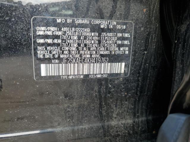2019 SUBARU FORESTER P JF2SKAEC4KH419762
