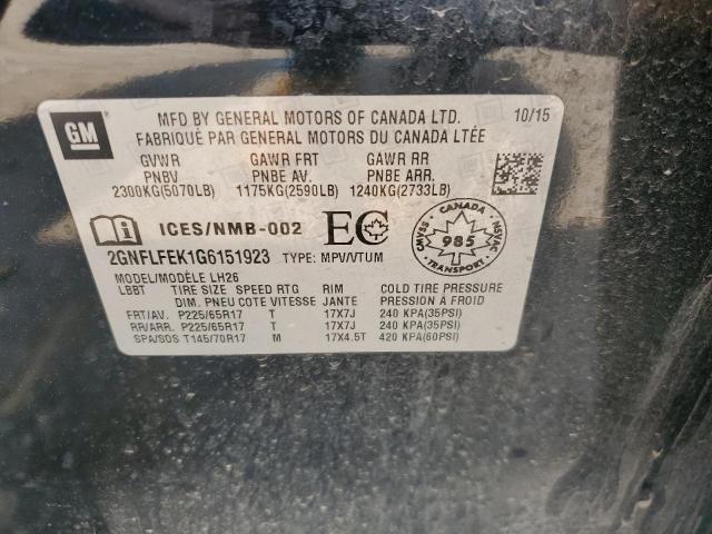 2016 CHEVROLET EQUINOX LT - 2GNFLFEK1G6151923