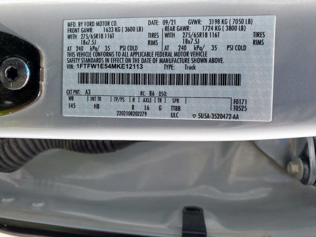 2021 FORD F150 SUPERCREW 1FTFW1E54MKE12113