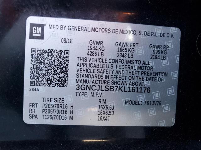 2019 CHEVROLET TRAX 1LT 3GNCJLSB7KL161176