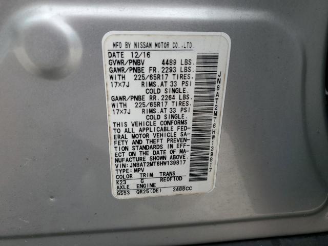 2017 NISSAN ROGUE S JN8AT2MT6HW139817