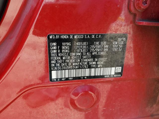 2016 HONDA HR-V EX 3CZRU5H53GM717762