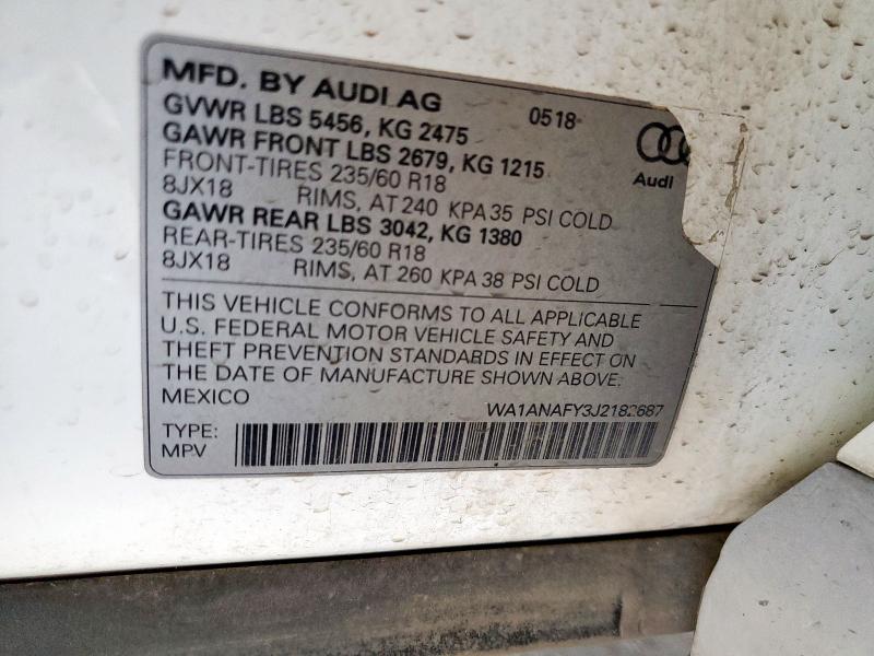 2018 AUDI Q5 PREMIUM WA1ANAFY3J2182687