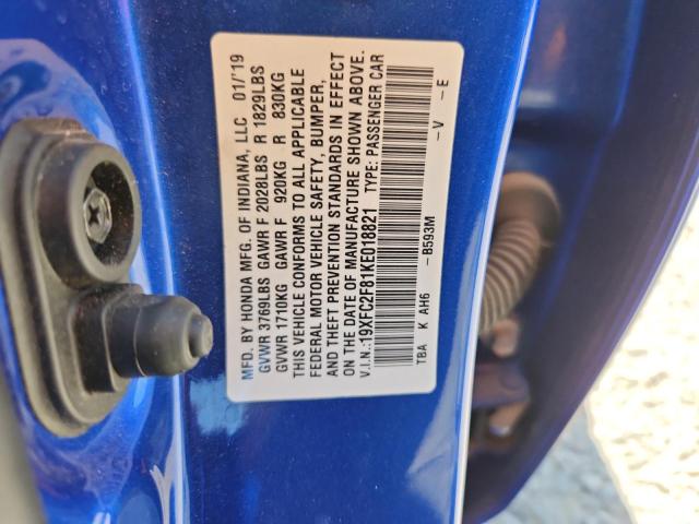 2019 HONDA CIVIC SPOR 19XFC2F81KE018821