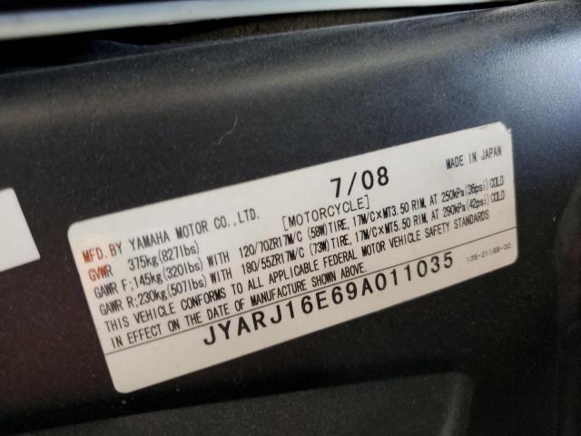 2009 YAMAHA YZFR6 JYARJ16E69A011035