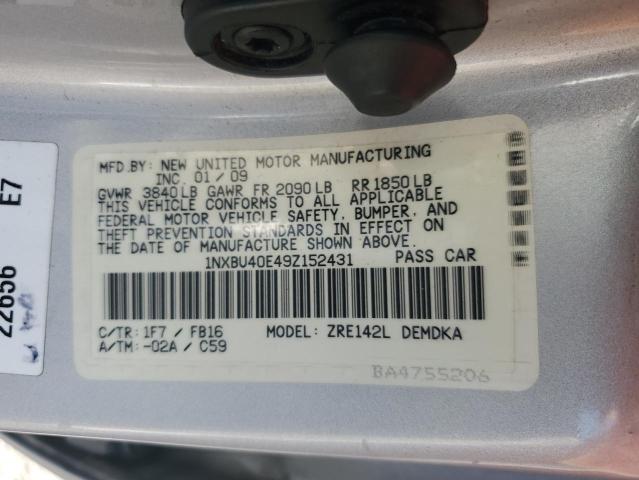 2009 TOYOTA COROLLA BA #3315709482