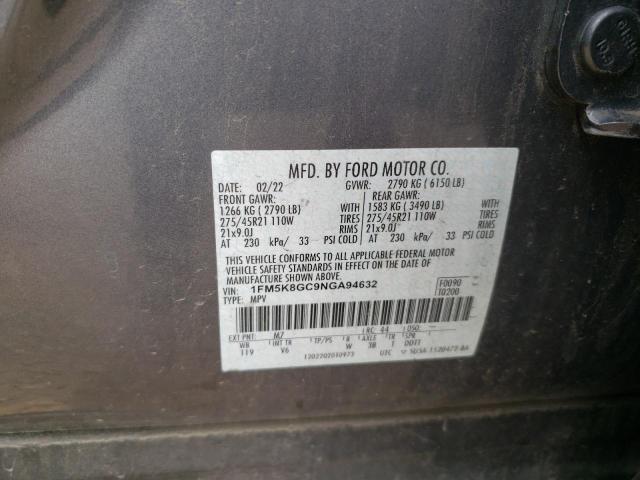 2022 FORD EXPLORER ST 1FM5K8GC9NGA94632