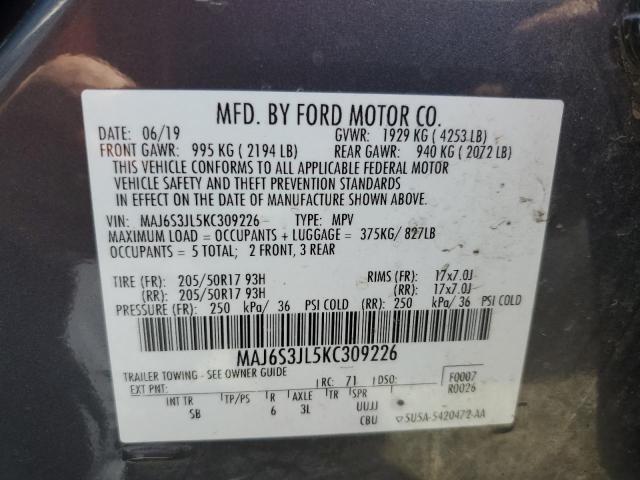 2019 FORD ECOSPORT S MAJ6S3JL5KC309226