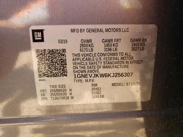 2019 CHEVROLET TRAVERSE H 1GNEVJKW6KJ256307