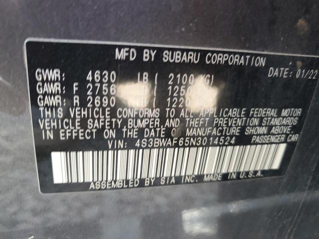 2022 SUBARU LEGACY PRE 4S3BWAF65N3014524