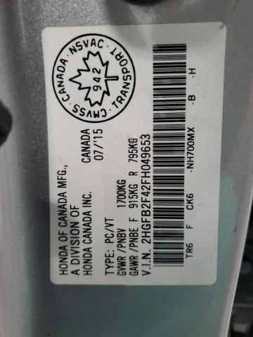 2015 HONDA CIVIC LX 2HGFB2F42FH049653