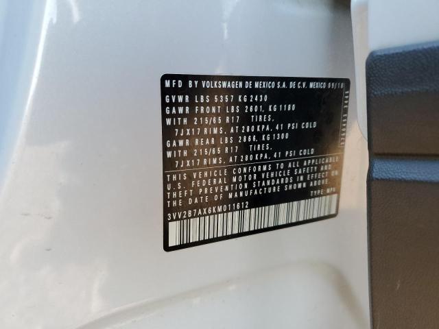 2019 VOLKSWAGEN TIGUAN SE 3VV2B7AX6KM011612