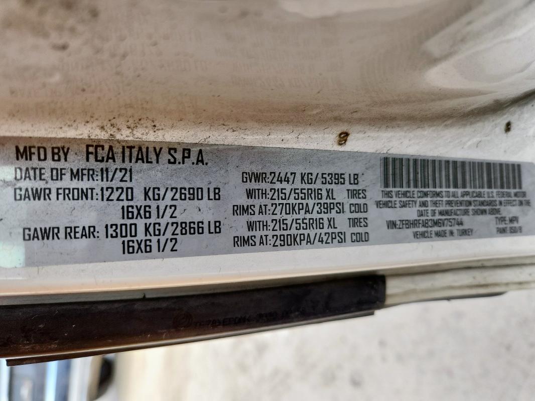 2021 RAM PROMASTER CITY ZFBHRFAB3M6V75744