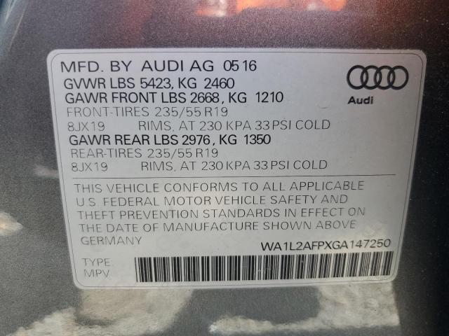 2016 AUDI Q5 PREMIUM WA1L2AFPXGA147250