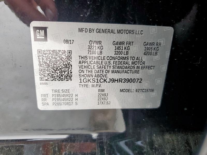 2017 GMC YUKON DENA 1GKS1CKJ9HR390072