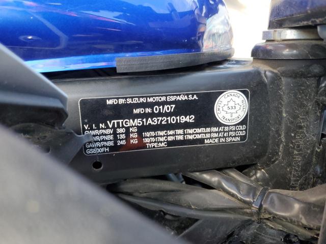 2007 SUZUKI GS500 VTTGM51A372101942