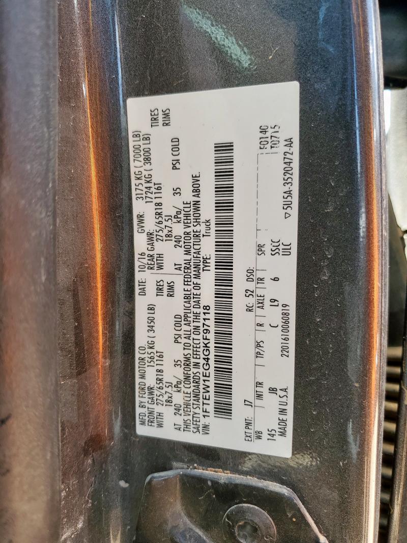 2016 FORD F150 SUPER - 1FTEW1EG4GKF97118