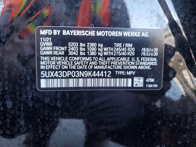 2022 BMW X3 SDRIVE3 - 5UX43DP03N9K44412