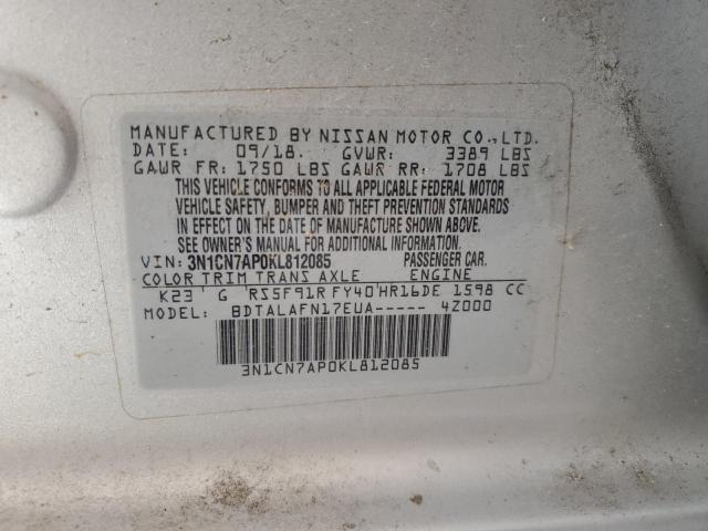 2019 NISSAN VERSA S - 3N1CN7AP0KL812085