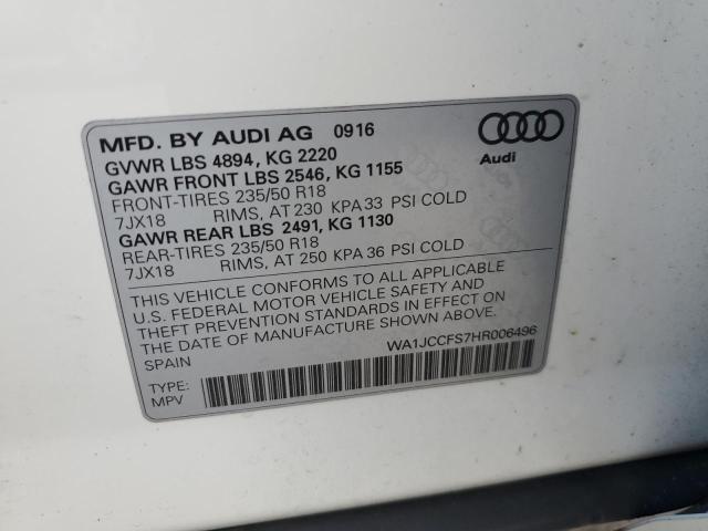 2017 AUDI Q3 PREMIUM WA1JCCFS7HR006496