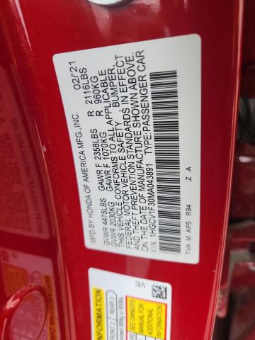 2021 HONDA ACCORD SPO - 1HGCV1F30MA043891