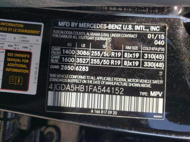 2015 MERCEDES-BENZ ML 350 4MA 4JGDA5HB1FA544152