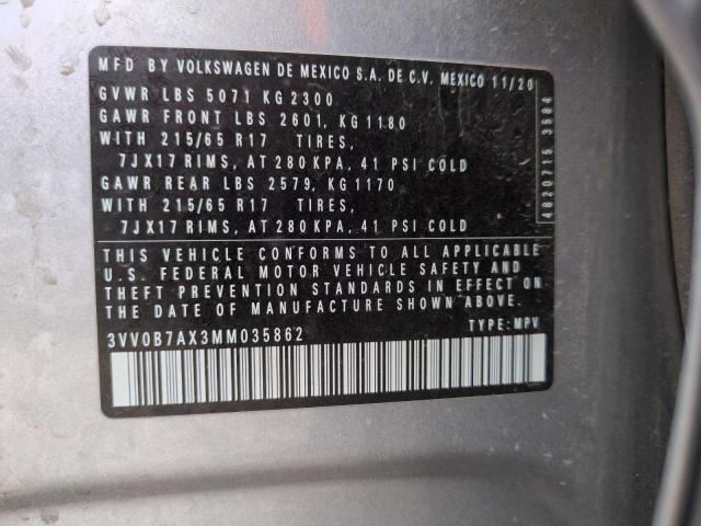 2021 VOLKSWAGEN TIGUAN S 3VV0B7AX3MM035862