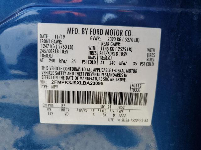 2020 FORD EDGE SEL 2FMPK3J9XLBA23095