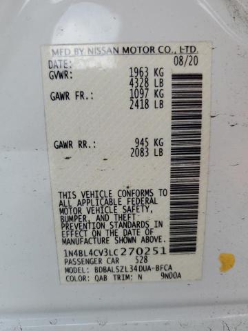 2020 NISSAN ALTIMA SR - 1N4BL4CV3LC270251