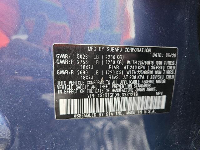2020 SUBARU OUTBACK TO 4S4BTGPD9L3231219