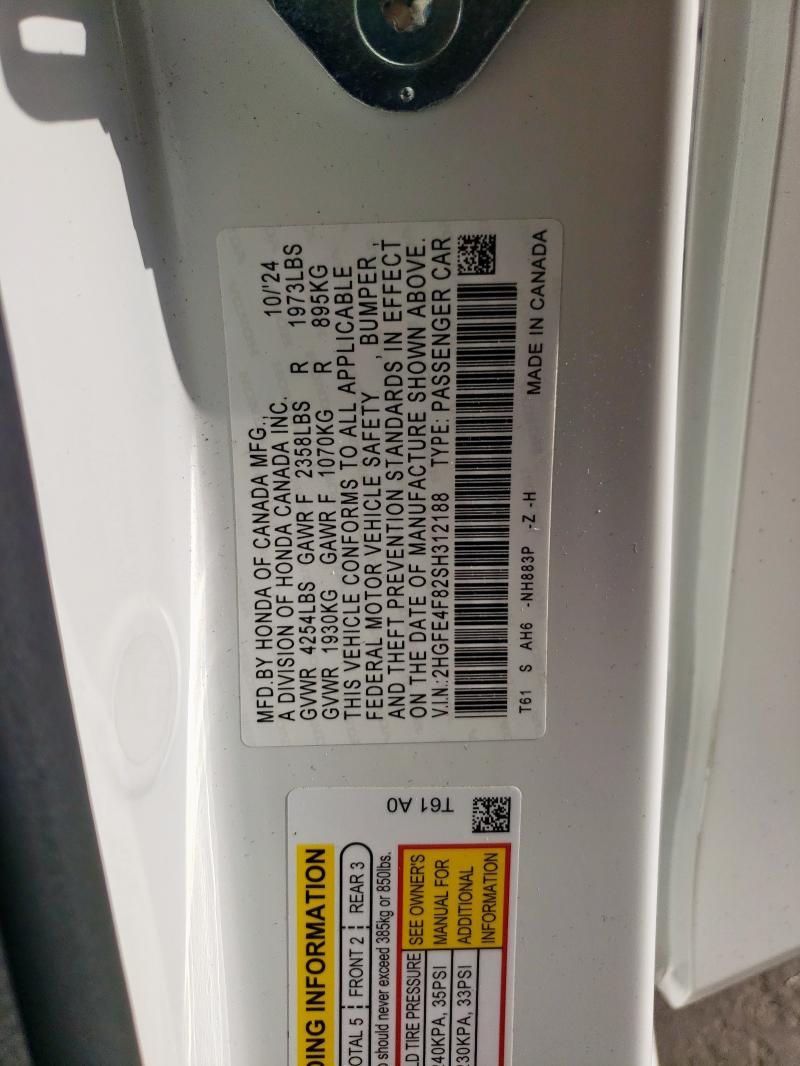 2025 HONDA CIVIC SPOR - 2HGFE4F82SH312188
