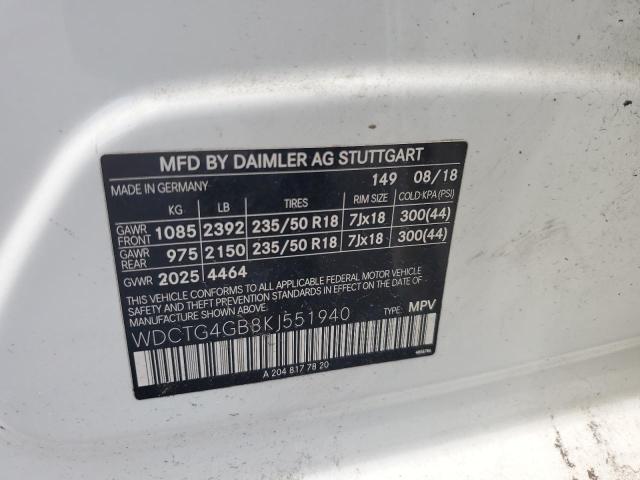 2019 MERCEDES-BENZ GLA 250 4M WDCTG4GB8KJ551940