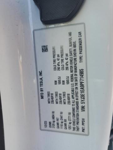 2023 TESLA MODEL 3 5YJ3E1EA9PF714985