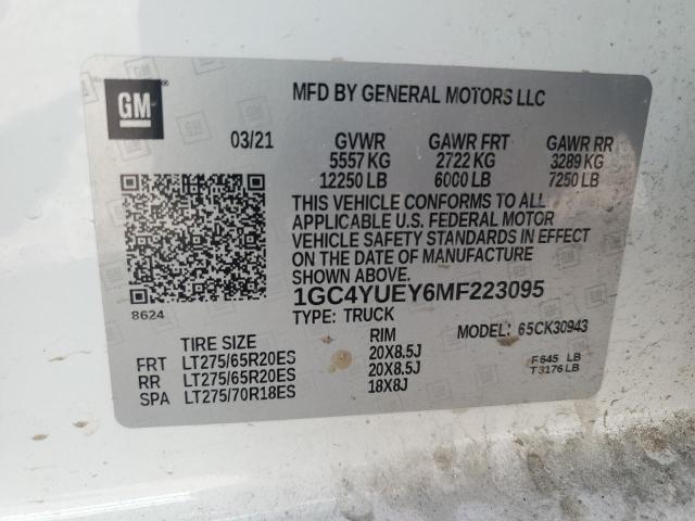 2021 CHEVROLET SILVERADO - 1GC4YUEY6MF223095
