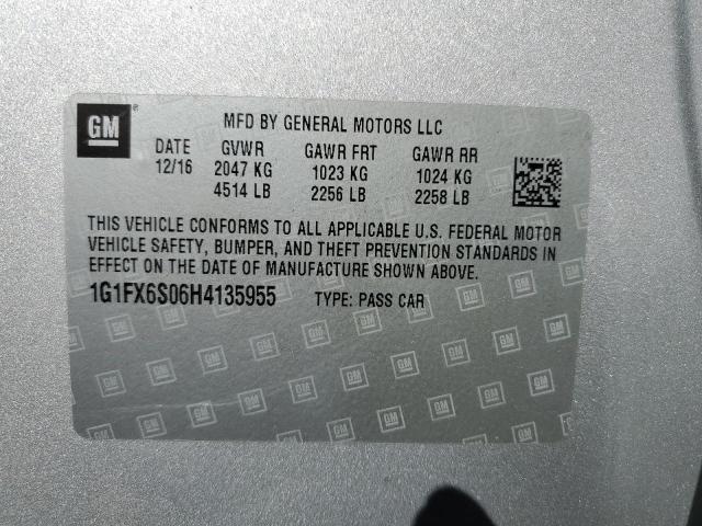 2017 CHEVROLET BOLT EV PR 1G1FX6S06H4135955