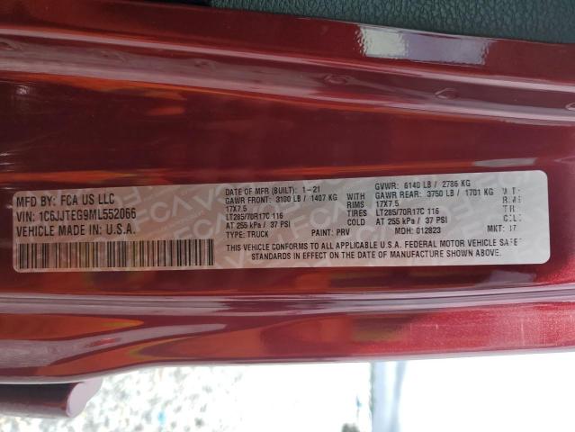 2021 JEEP GLADIATOR 1C6JJTEG9ML552066