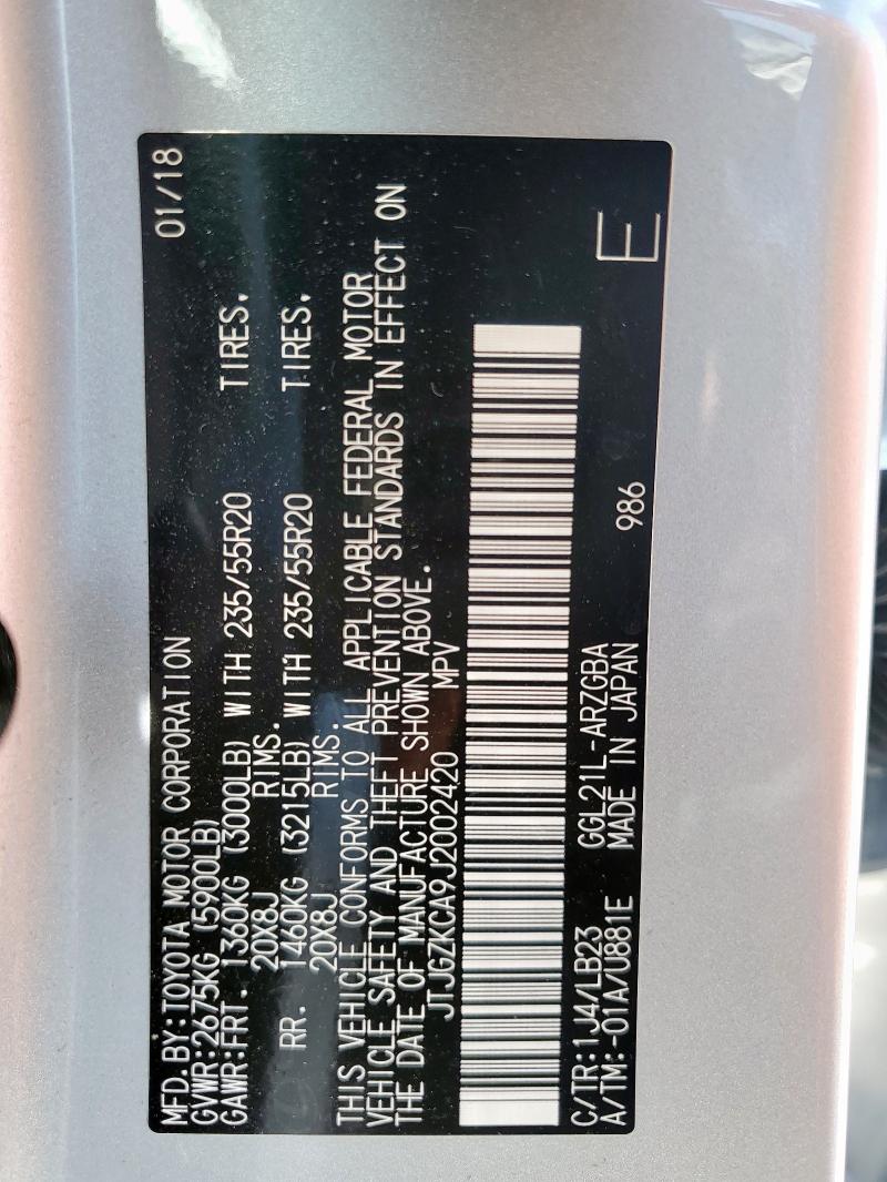 2018 LEXUS RX 350 L JTJGZKCA9J2002420