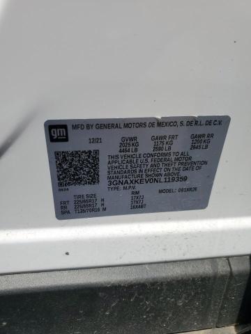 2022 CHEVROLET EQUINOX LT 3GNAXKEV0NL119359