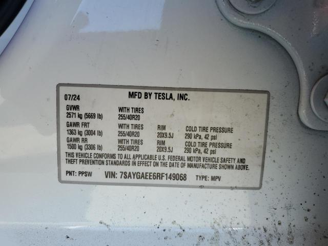 2024 TESLA MODEL Y 7SAYGAEE6RF149068