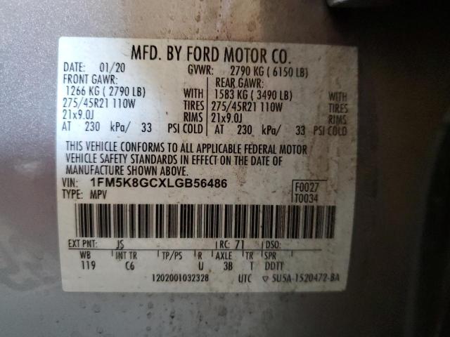 2020 FORD EXPLORER S 1FM5K8GCXLGB56486